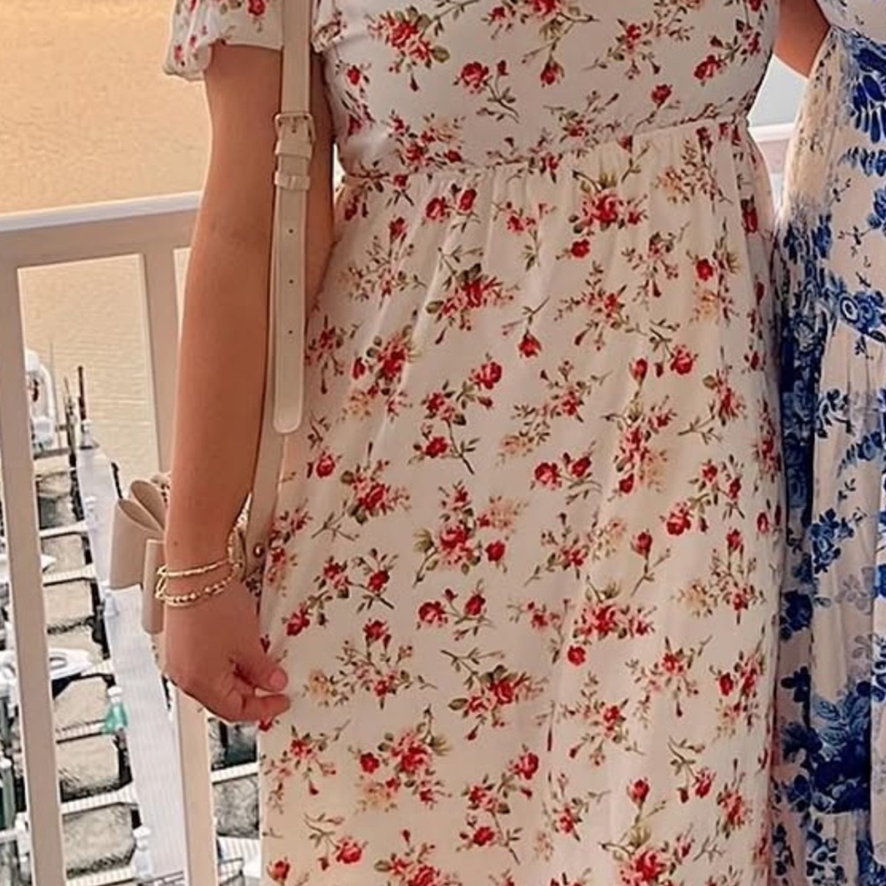 White Puff Sleeve Maxi Sundress for Wedding Guest